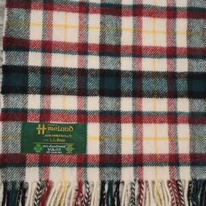 John Hanly Scarf For L.L.Bean  100% Lambswool, Ireland, MultiColor,Fringed,NWOT